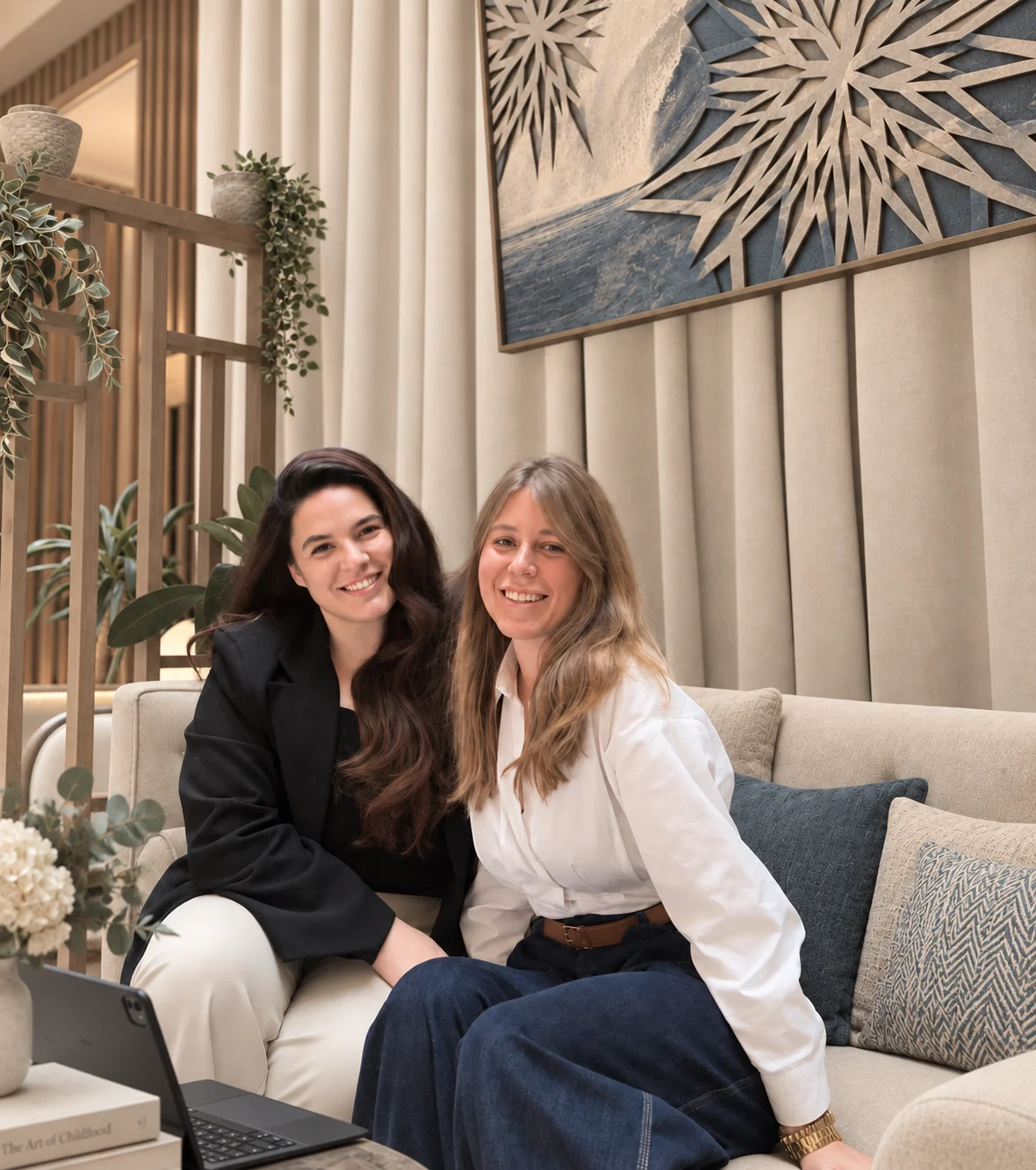 Founders of Alfaya & Bausa, a boutique nanny agency, in a calm and welcoming setting